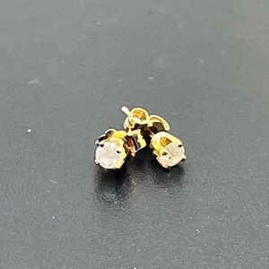 CW 14k Yellow Gold Natural Round Prong Set Diamond stud Earrings .51 grams